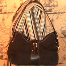 FOSSIL Black Signature Jacquard with Leather Trim Bag Handbag - $35.00