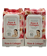 2x 60pc Precision Beauty Makeup Removing Cleansing Wipes Rose &amp; Collagen - $27.72