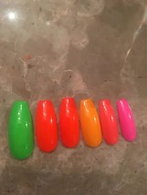 Rainbow Sherbet  Long Coffin False Nails choose your shape. press on nails. - £6.33 GBP