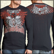 Throwdown Ice Red Wings Skull Shield Medieval UFC MMA Mens Thermal Black S M 2XL - £28.79 GBP