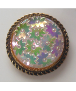 Vintage West Germany Iridescent Flower Art Glass Scarf Clip 1.1/4&quot; Diameter - $30.91 CAD