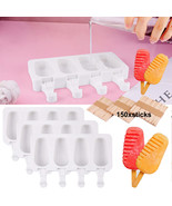 3X Frozen Popsicle Molds Ice Cream Pop Maker Freezer Tray Fruit With 150... - £20.53 GBP