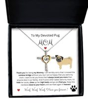 Pug Memorial - Pug Sympathy - Gold Silver Cross Pendant with Cubic Zirconia for  - £43.69 GBP