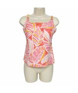 Island Escape Tankini Top 6 Orange Pink White Floral Padded Adjustable S... - $25.43 CAD