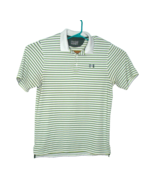 Under Armour Mens Golf Polo Shirt Athletic Medium Green Blue Striped Hea... - $19.22