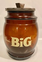 Siesta Ware THINK BIG Amber Brown Barrel Shape Cookie Jar ~ Vintage 1970&#39;s - £15.29 GBP