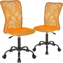 Executive Chair With Lumbar Support, No Arms, Swivel, And Rolling,, Orange - £98.02 GBP