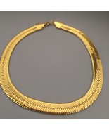 18K Gold Plated 10MM 4MM Shiny Snake Chain Necklace, Wide Flat chain Nec... - $15.98+