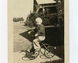 Child With Knit Cap on Vintage Tricycle Black &amp; White Photo  - $9.90