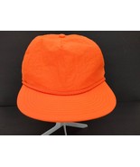 vtg 90s Nissin Blank Neon Fluorescent Orange Nylon Snapback Rope Hat Cap - £7.81 GBP