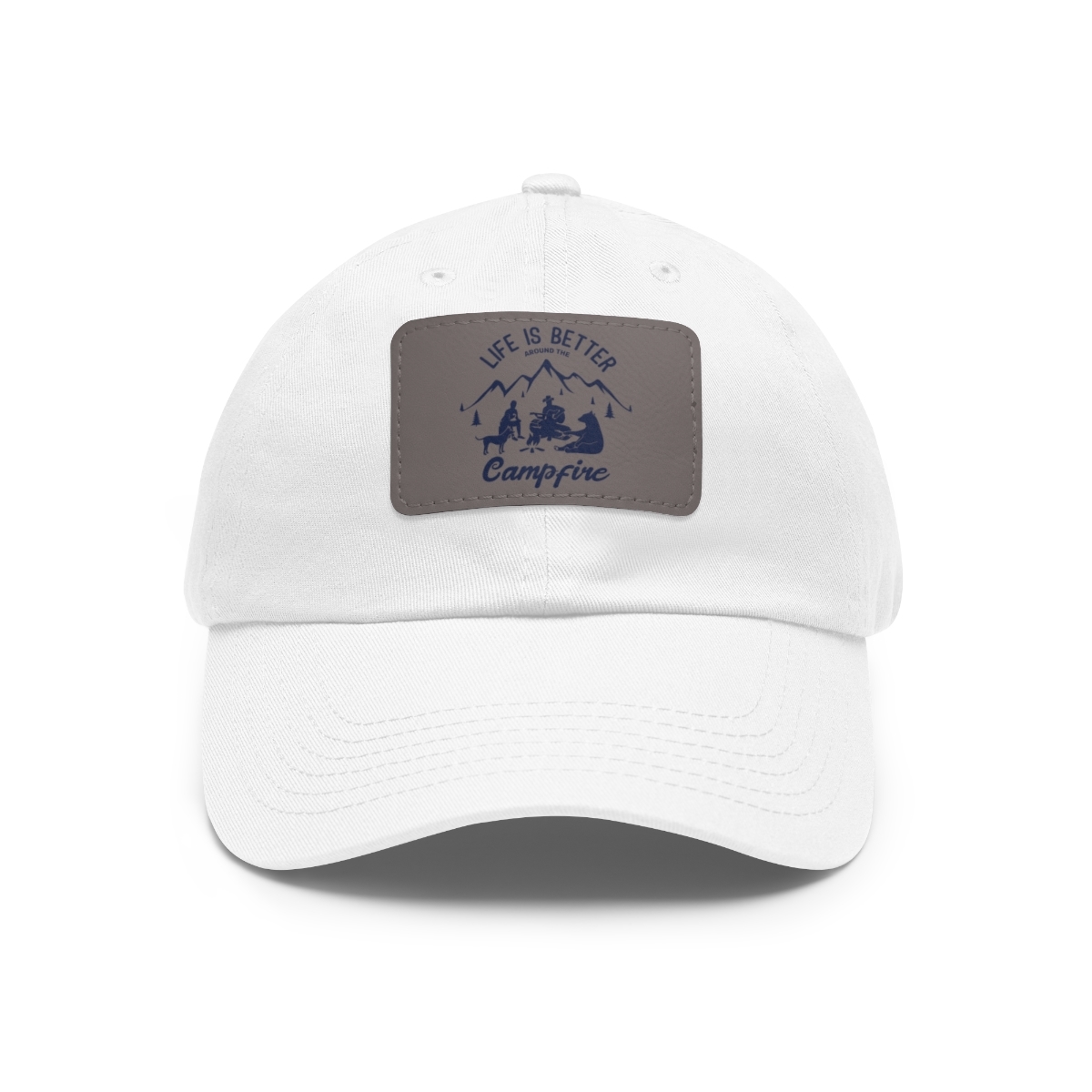 Primary image for Personalized Dad Hat: Embroidered Leather Patch, Distressed Chino Twill