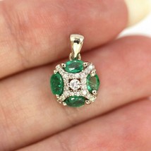 14K White Gold Over 2.00Ct Oval Simulated Emerald  Square Shape Pendant Women - £59.49 GBP