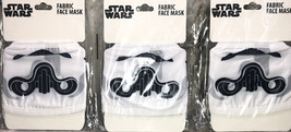 3 Ea Kids Disney Star Wars Fabric Face Mask New Ages 4 &amp; Up-Black &amp; White-SHIP24 - £7.65 GBP