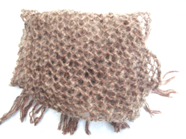 Featherweight Crocheted Mohair Scarf Mocha Color Handmade Open Chain Lac... - $26.60