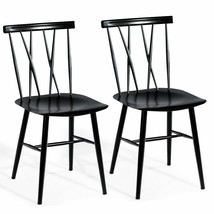 Set of 2 Dining Side Chairs Tolix Chairs Armless Cross Back Kitchen Bistro Cafe - £136.04 GBP
