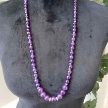 Womens Fashions Purple Amethyst Round Gems Teardrop Necklace with Lobster Clasp - £19.77 GBP