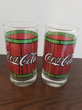 Lot Of 2 Pair Vintage Coca Cola Glasses Green Red - $14.98