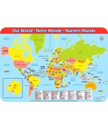 WORLD MAP Educational PLACEMAT Countries Continents Ocean globe atlas Le... - $413.01 MXN