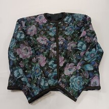 Women's Multicolor Front Button Floral Quilted Puffer Jacket Measured Chest 38" image 15