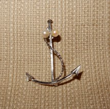 Gorgeous vintage DCE Sterling and faux pearl Anchor brooch - $20.00