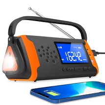 4000Mah Emergency Noaa Weather Alert Radio, Hand Crank Solar Radio With Battery  - £68.35 GBP