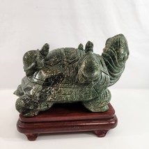 Serpentine Hand Carved Turtle Sculpture LARGE 14.4 Kilograms Stone Green w/ Base - £1,156.00 GBP