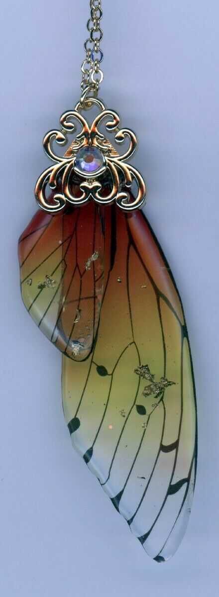 Moda Hecho a Mano Amarillo/Rojo Mulcolor Fairy Cuento Cicada Alas Estrás... - $20.63