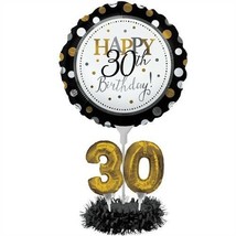 Happy 30th Birthday Balloon Centerpiece Kit 18&quot; Top 6&quot; Base 30th Decoration - £24.51 GBP