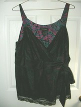 Lane Bryant Women&#39;s Plus Size 20 Black Purple Polyester Nylon Sleeveless Blouse - £13.37 GBP