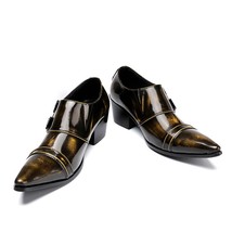 Zobairou British Style mens shoes high heels italian dress shoes patent leather  - £149.75 GBP