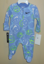 Nike Baby Girls Pajamas 3 Months PJ&#39;s One Piece Purple Swoosh Fleece New - £15.46 GBP