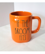 RAE DUNN Halloween Mug IF THE BROOM FITS Orange Black 4-3/4&quot; Shoe Witch ... - $44.54 CAD