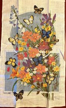 VTG Pure Linen Tea Towel Dogwood Butterfly Bob Goryl Botanical NOS 1960s - $23.76