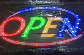 Bright Flashing LED OPEN SHOP Display Indoor Sign 48cmx25cm Euro Seller - £23.73 GBP