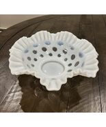 Vintage Fenton White Opalescent Coin Dot Crimped Ruffle Console Bowl 10.25” - $69.09 CAD
