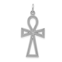 14K White Gold Ankh Charm Pendant Religious Jewelry 37mm x 14mm - £81.12 GBP