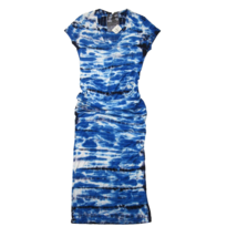 NWT Young Fabulous &amp; Broke Araya in Blue White Tie Dye Ruched Jersey Dress L - £56.05 GBP