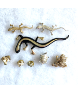 REPTILE &amp; AMPHIBIAN brooch lot - 8 vintage-to-now pins - lizard turtle frog - £21.92 GBP