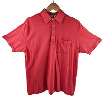 RHM Classic Mens Polo Shirt Size L Coral Solid Short Sleeve Pocket Light... - £12.45 GBP