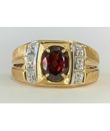 Estate Jewelry Men&#39;s Garnet &amp; Diamond Pinky Ring 14K Yellow Gold Over 2.... - $139.91 CAD