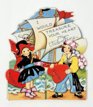 1940&#39;s Pirates With Hearts Fold Open Stand Up Valentine - £11.94 GBP