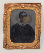Daguerreotype Older Man Woman Photos Lot 2 Floral Frame - $59.40