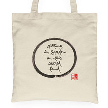 Calligraphy Tote Bag Sitting In Freedom On This Sacred Land Handbag Cotton Gift - £13.41 GBP