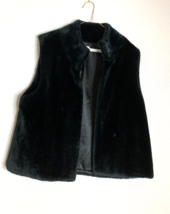 Talbots Womens Sz L XL Faux Fur Black Vest CN100 Soft Fur Lined - $28.70