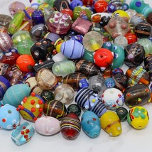 100 Pcs Assorted Glass Beads Lampwork Murano Bead Jewelry Making Crafting - £31.14 GBP