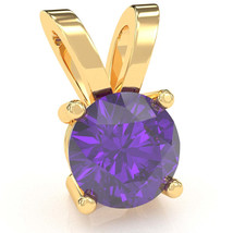 Amethyst Solitaire Pendant In 14k Yellow Gold - £176.13 GBP