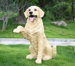 interoknack Life-Size Golden Retriever Outdoor Statue, Realistic Sitting... - $599.00