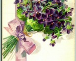 Raphael Tuck Violet Bouquet Ribbon Easter Greetings Embossed 1911 DB Pos... - $3.91