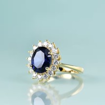 Blue Sapphire Ring- Princess Diana Inspired Blue sapphire Ring 14K Gold Filled  - £118.63 GBP