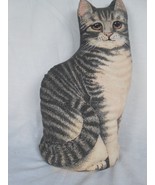 Vintage 3D Striped Cat Weighted Bottom Stuffie Pillow - $32.55